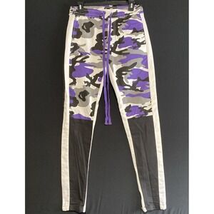 KDNK Men's Cargo Pants Camo Purple Gray Black Slim Skinny Jogger Size 30 (S)